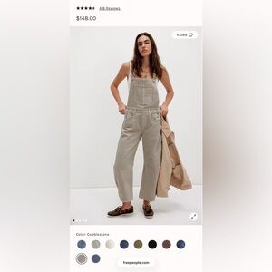 We The Free Goodluck Barrel Cobblestone Denim Overalls